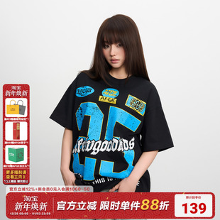 男女运动休闲半袖 AFGK25SS美式 T恤国潮夏季 短袖 体恤 复古做旧号码