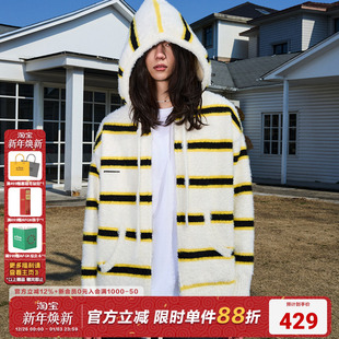 外套 毛衣重磅防水撞色百搭针织衫 AFGK2024SS 条纹拉链连帽开衫