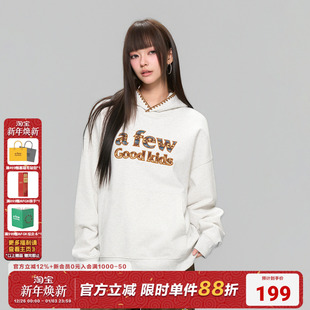 AFGK25FW民族风刺绣撞色贴布连帽卫衣春秋美式 男女休闲上衣 帽衫