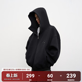 AFGK25SS重磅空气层开衫 连帽休闲卫衣 男女cleanfit拉链外套美式