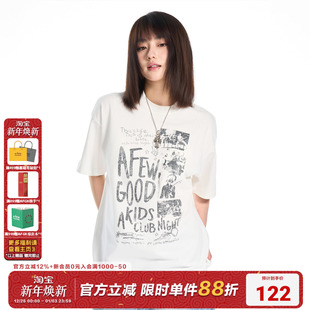 复古 T恤夏季 Club 做旧印花短袖 男女休闲上衣 Night AFGK25SS美式