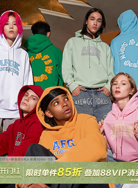 【严浩翔同款】AFGK24FW国潮14色基础情侣帽衫美式连帽卫衣男女