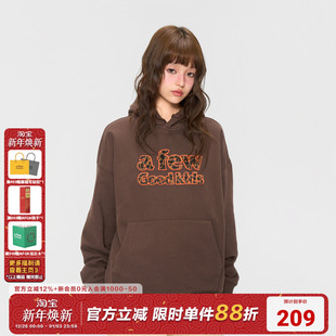 休闲潮流上衣 美式 AFGK25FW豹纹贴布连帽卫衣撞色秋季 套头情侣帽衫