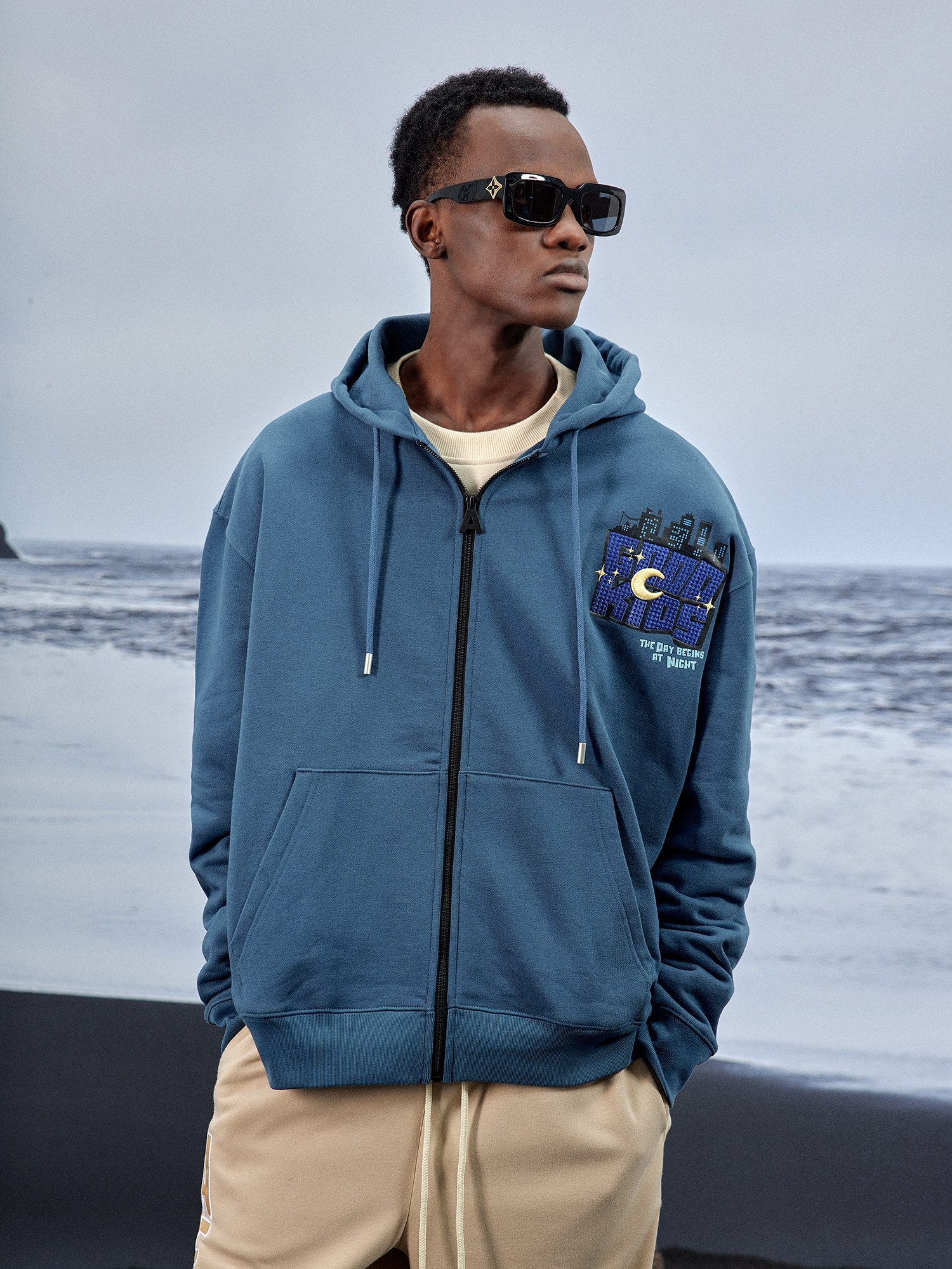 FFF 공식 AFGK 국가 트렌드 지퍼 자수 카디건 스웨트 셔츠 봄 가을 남성 및 여성 까마귀 미국 커플 캐주얼 재킷