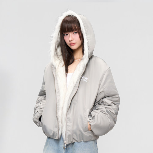 AFGK25FW毛领绗棉连帽棉服