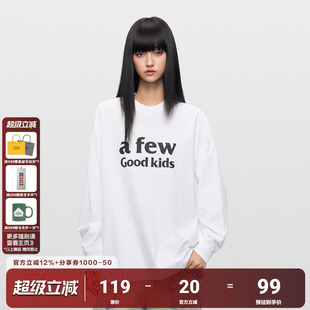 T恤衫 春秋男女体恤情侣百搭打底上衣 基础印花长袖 AFGK25SS美式