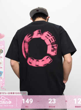 AFGK美式高街幻影环形LOGO短袖T恤夏季男女休闲国潮情侣半袖体恤