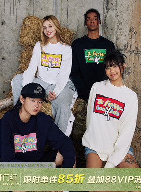 AFGK24FW国潮美式兔子涂鸦印花长袖T恤男女春秋情侣装休闲打底衫