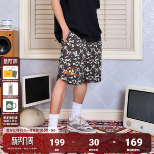 休闲沙滩裤 AFGK24SS美式 夏季 男女国潮五分裤 街头军绿迷彩短裤