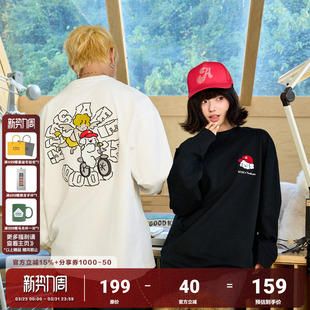 天使与小狗骑车圆领长袖 Tombonia联名 T恤男女国潮情侣TEE AFGK