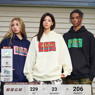 AFGK24FW 秋上衣 420G重磅美式 涂鸦印花连帽卫衣男女潮牌情侣帽衫