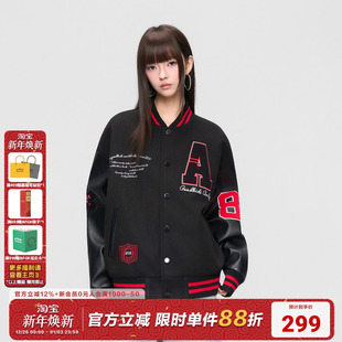 AFGK25FW潮牌毛巾刺绣拼接棒球服夹克秋冬男女上衣美式 情侣外套