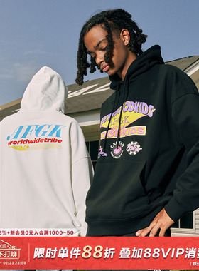 AFGK2023FW 卡通俱乐部帽衫美式休闲logo印花基础款连帽卫衣男女