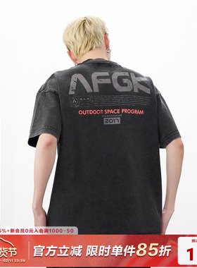 AFGK25SS复古做旧印花短袖T恤夏季男女休闲刺绣美式情侣同款体恤