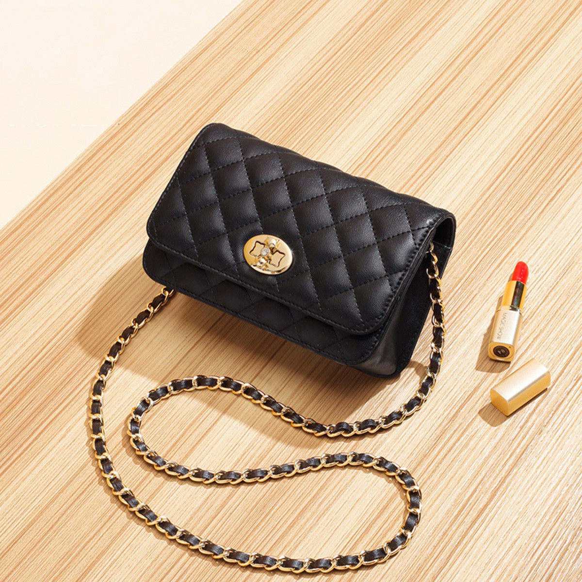 品牌包包2025新款潮菱格单肩包真皮百搭小包小香风皮包女士斜挎包