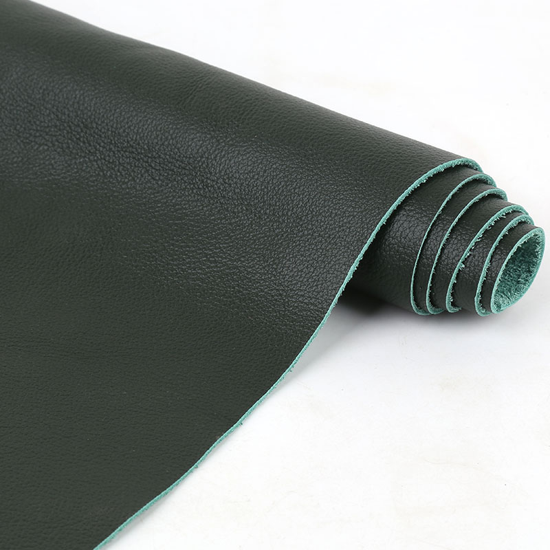 汽车座椅头层真皮平纹整张墨绿色