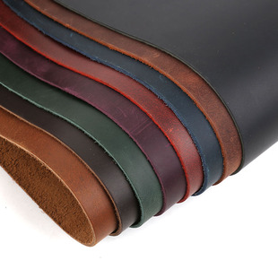 疯马皮皮料头层牛皮手工diy皮具偏硬挺整张变色真皮复古油性皮