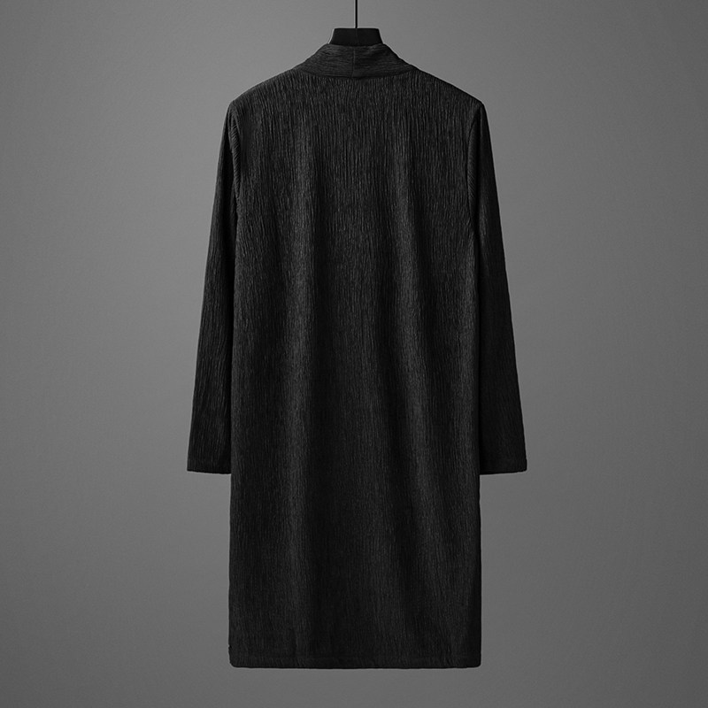 향상된 HANFU 면화 및 린넨 가운 코트 남성 봄 여름 얇은 중국 스타일 남성 린넨 중간 길이 도교 가운 망토