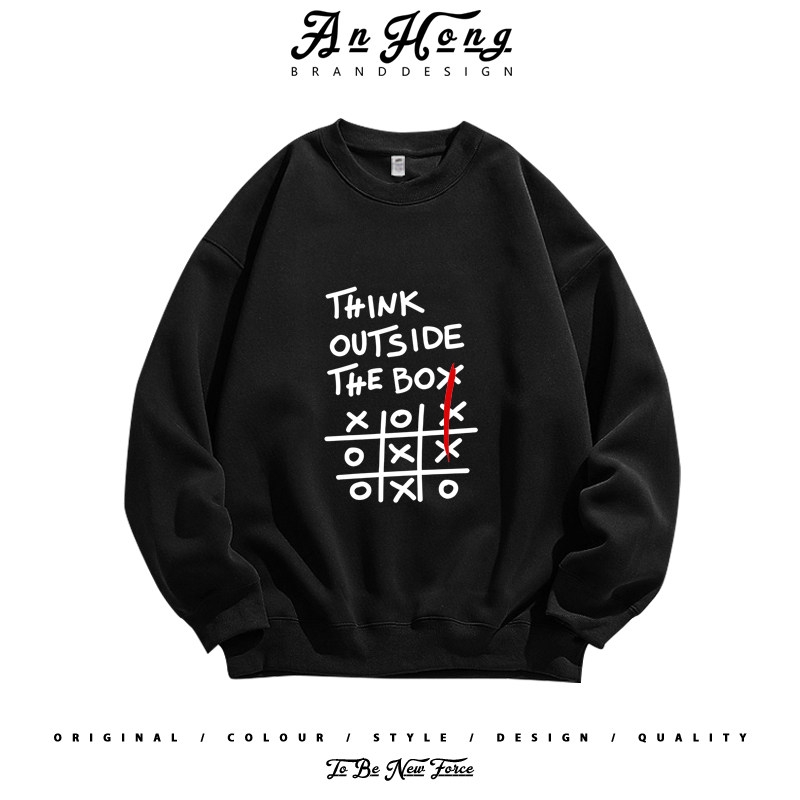 美式小众设计英文字母思想标语印花纯棉卫衣男装百搭长袖T恤潮牌