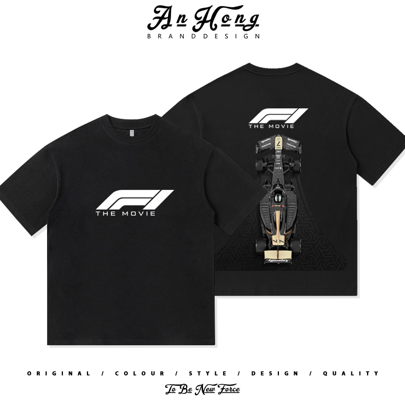 F1奔驰AMG方程式赛车服美式重磅纯棉宽松短袖T恤男装休闲潮牌衣服