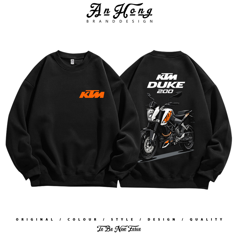 KTM摩托车DUKE200骑行装备印花美式纯棉卫衣男装百搭长袖T恤潮牌