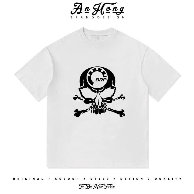 短袖潮牌t恤庞巴迪BRP倒三轮摩托车骑行改装夏季纯棉男装半袖上衣