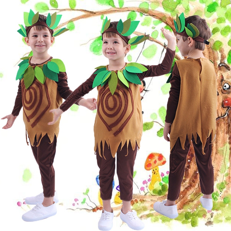 环保服装儿童大树演出服花草树木造型服饰大树小树表演服舞台话剧
