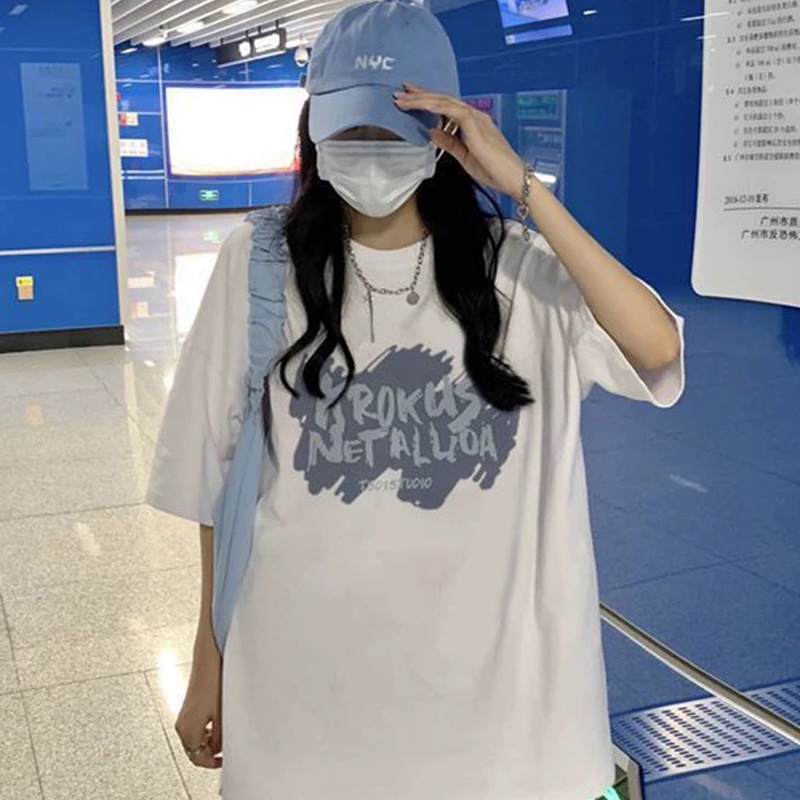 夏季纯棉短袖t恤女2025新款爆款白色宽松大码体恤设计感小众上衣