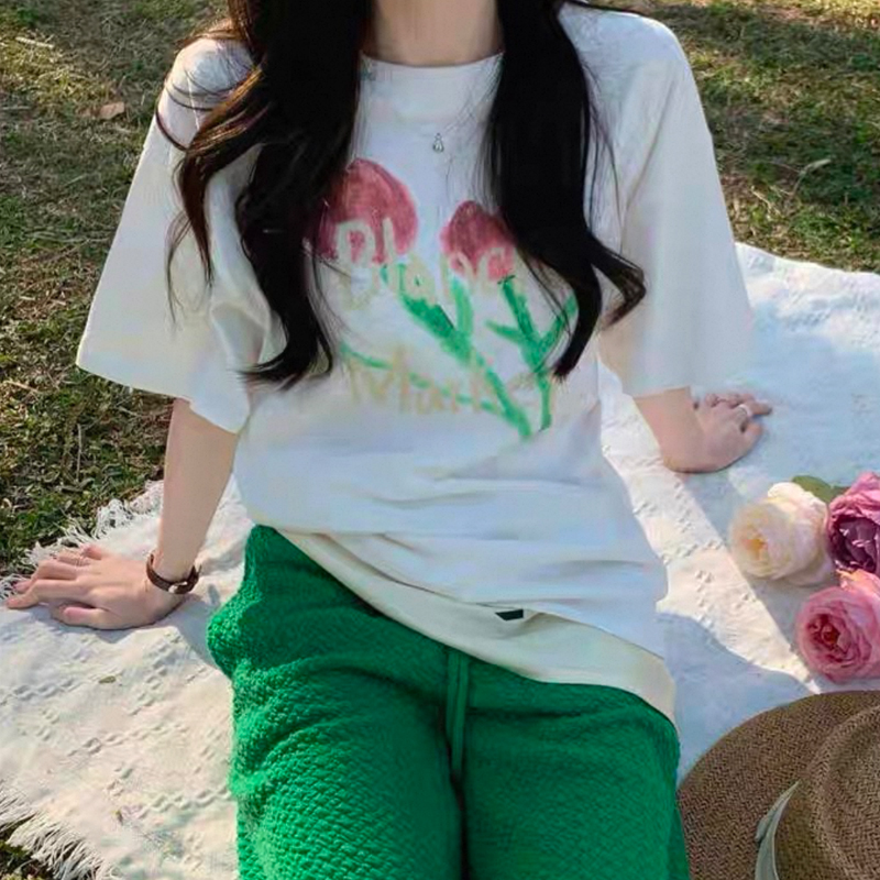 纯棉白色短袖t恤女2025新款爆款夏季设计感小众体恤洋气减龄上衣