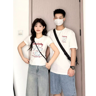 夏季 2025新款 减龄简约百搭上衣基础款 纯棉情侣短袖 t恤女宽松大码