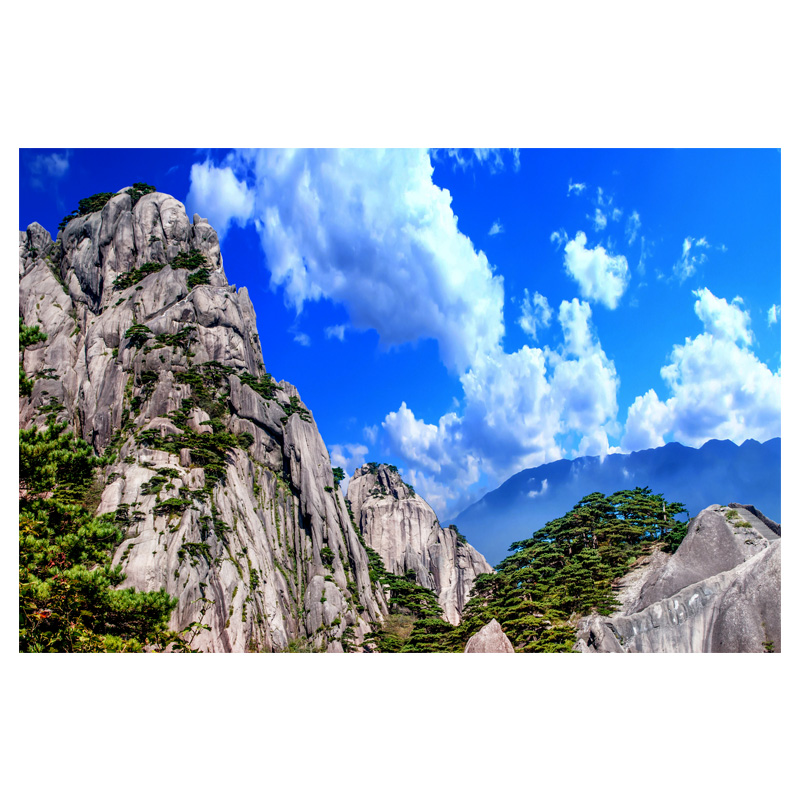 招财大靠山画有山无水大山高山黄山背景大自然风景山水画墙贴装饰