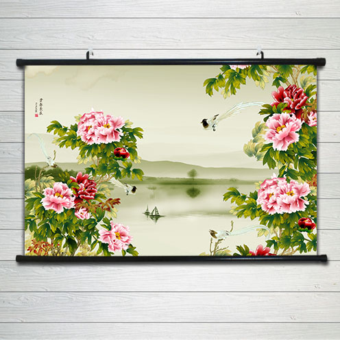 花开富贵客厅装饰画牡丹图沙发背景墙挂画新中式花卉国画有框壁画