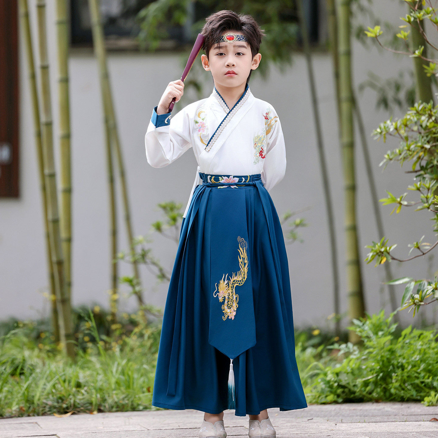汉服男童中秋节2026新款中国风唐装古装儿童开笔礼国学服装演出服
