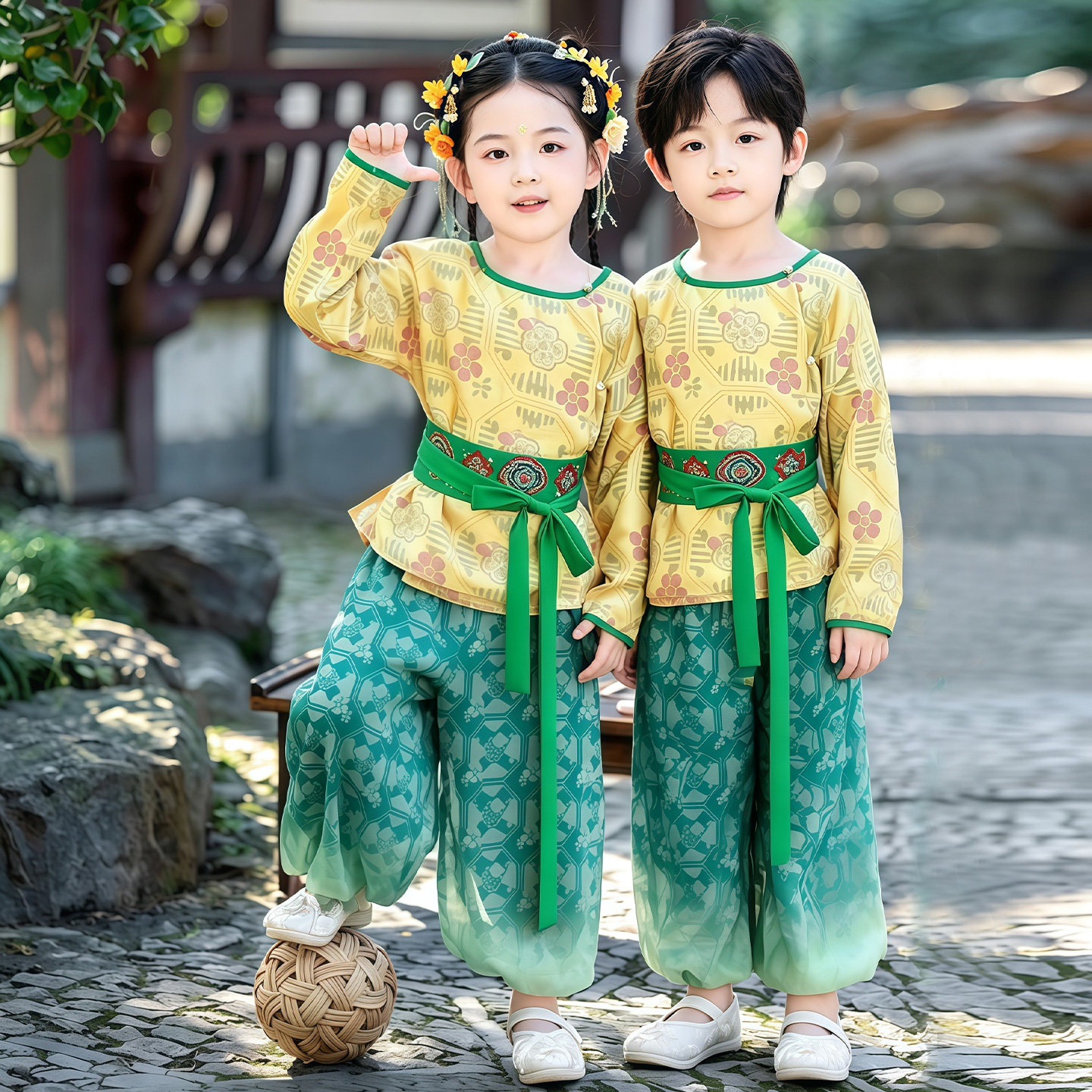 男童汉服2026春秋款儿童中国风唐装中秋节女童圆领袍古装长袖套装