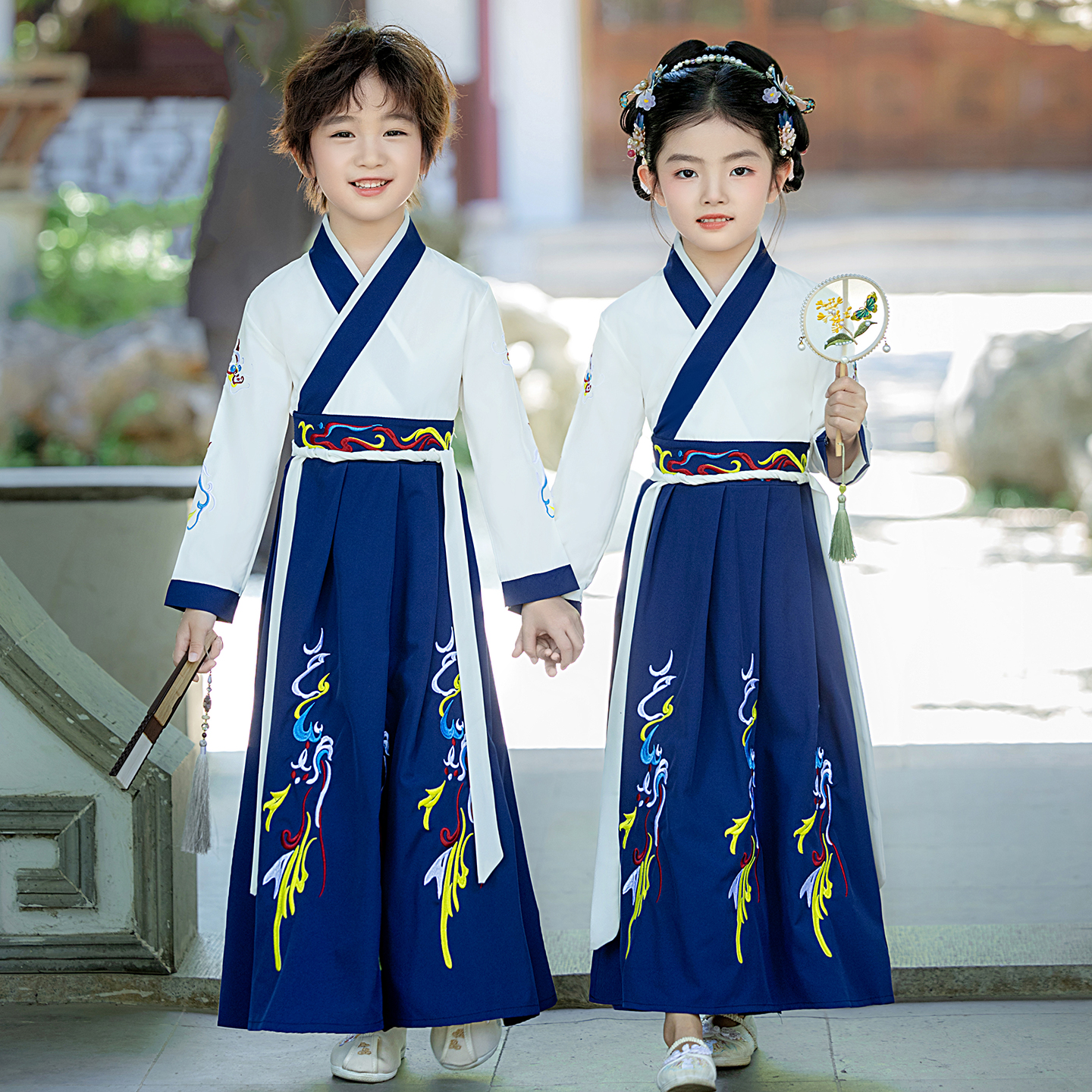 儿童汉服男童国学演出服女童中国风古装小学生三字经书童表演服装