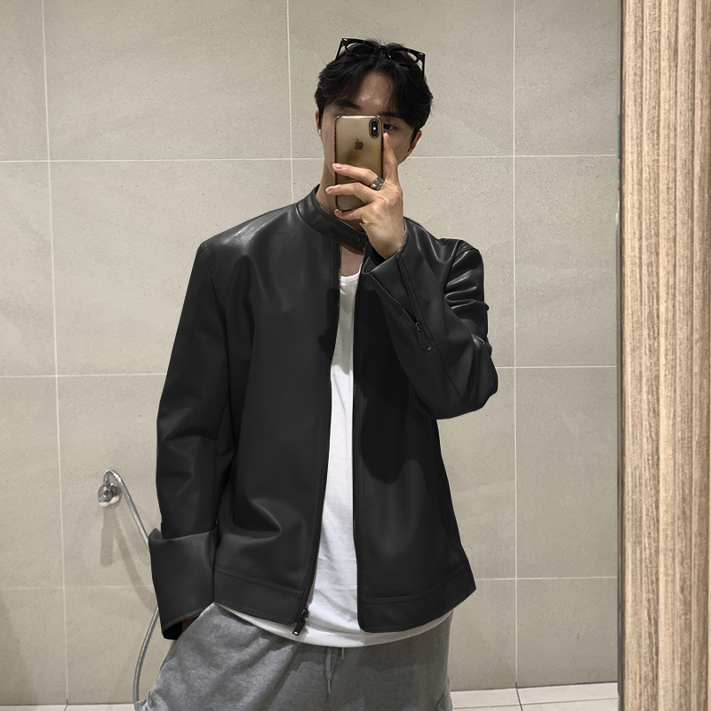 机车皮衣秋冬韩版潮流宽松高级男士复古立领个性夹克MX350-P125，男装皮衣，星座713-1