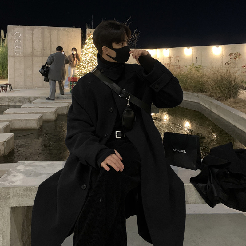 冬季毛呢大衣男中长款韩版宽松潮流过膝呢子英伦风大衣MX355-P135，男装毛呢大衣，星座713-1