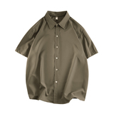 夏季潮流短袖衬衫男韩版宽松纯色垂感透气半袖衫衣外套MX311-P50，男装衬衫，星座713-1