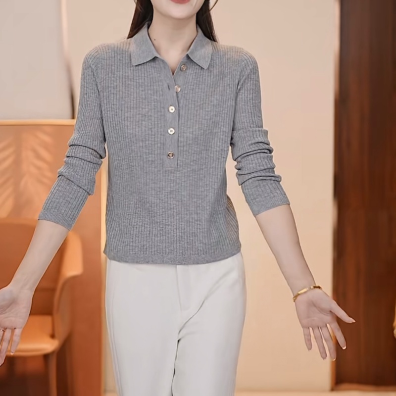 秋季翻领宽松显瘦毛衣