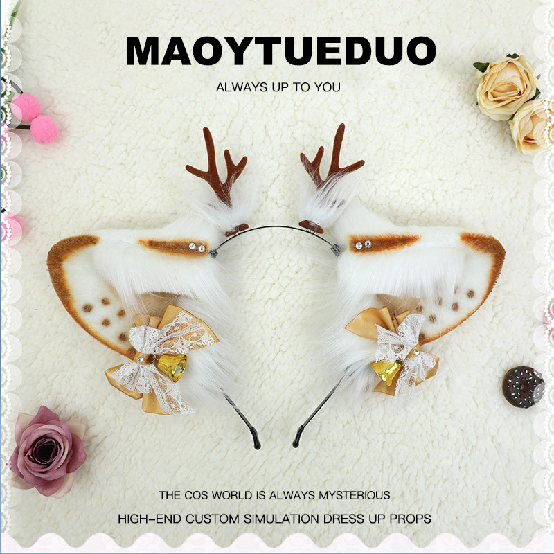 圣诞拍照写真鹿角头饰鹿耳朵发箍麋鹿发饰仿真树枝复古树枝头饰