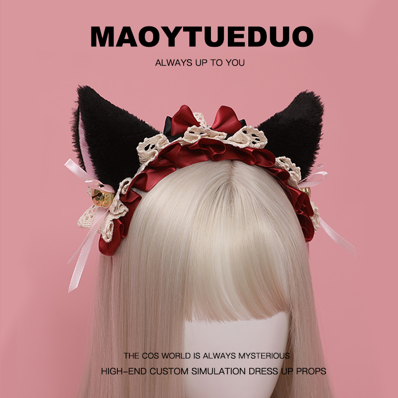 手作甜美lolita猫耳发带蝴蝶结发夹kc兽耳lo娘头饰洛丽塔耳朵夹子