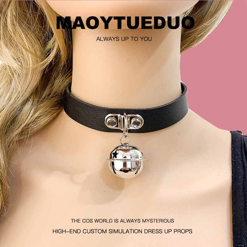 猫娘cos大铃铛项圈舒适pu皮革脖环性感猫咪项饰项链cos女仆项圈