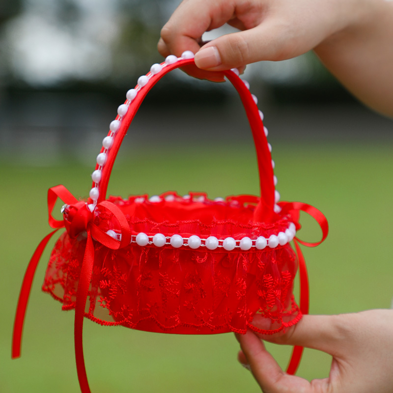 花篮婚礼花童撒花瓣手提收纳篮子