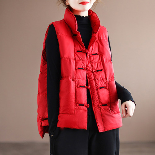 白鸭绒复古羽绒马甲背心保暖外穿