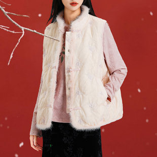 白鸭绒新中式羽绒马甲女2025冬季新款保暖背心高级感减龄加厚马夹