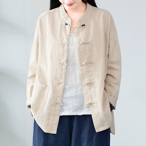 CHSSNIKE复古苎麻衬衫中国风女装