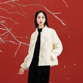 白鸭绒中式 复古加绒加厚保暖外套 女款 羽绒服立领盘扣2025冬季 新款