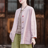 棉麻国风盘扣开衫 女春秋2026新款 外套宽松上衣 衬衫 苎麻复古新中式