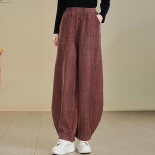 棉麻禅修宽松哈伦裤 苎麻复古灯笼裤 长裤 高腰太极裤 女2025春秋新款
