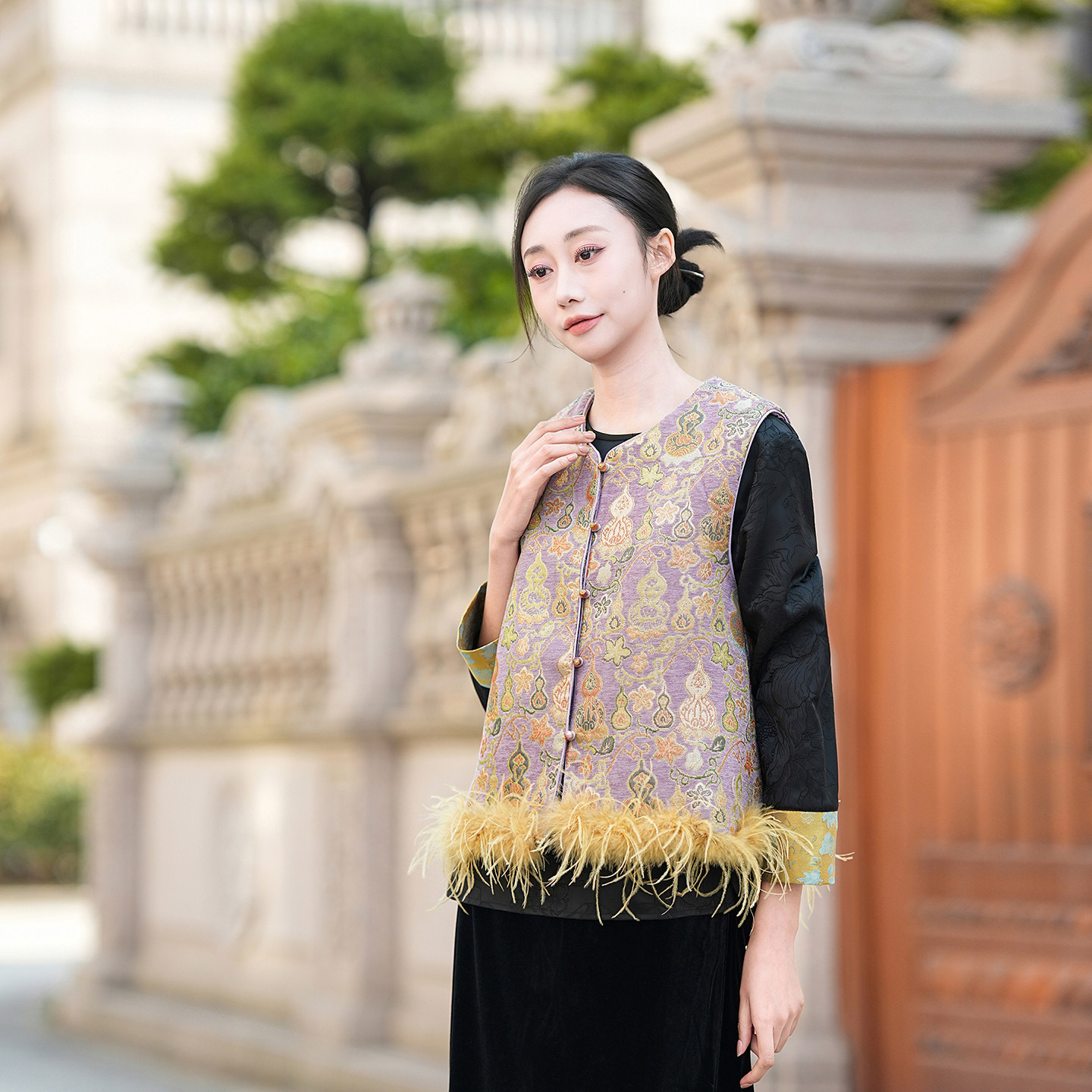 新中式加棉马甲女2026新款短款马夹无领鸵鸟毛夹棉外搭背心国风,女装/女士精品,马夹,淘宝优惠券,粉丝福利购,淘宝优惠卷